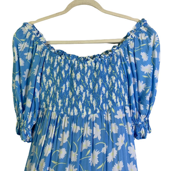 FAITHFULL THE BRAND Light Blue & White Leyla Floral Olinda‎ Midi Dress - Picture 11 of 16